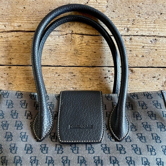Dooney & Bourke Monogram Logo Satchel Tote Bag Black Canvas Leather - Picture 7 of 14